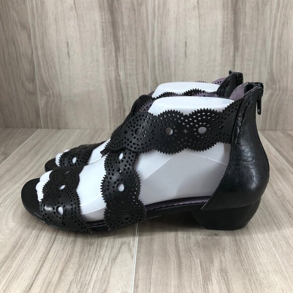 Everybody by BZ Moda Sandals Womens EU 37 Black Leather Back Zip Shoes - Picture 2 of 12